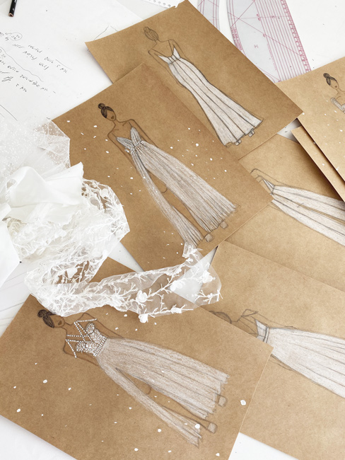 איור אופנה לכלות - שימוש בלבן בקורס איור אופנה בבית למעצב בחיפה