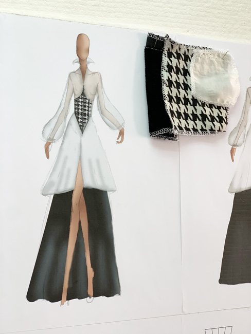 איור אופנה בשילוב טכניקות בבית למעצב בחיפה